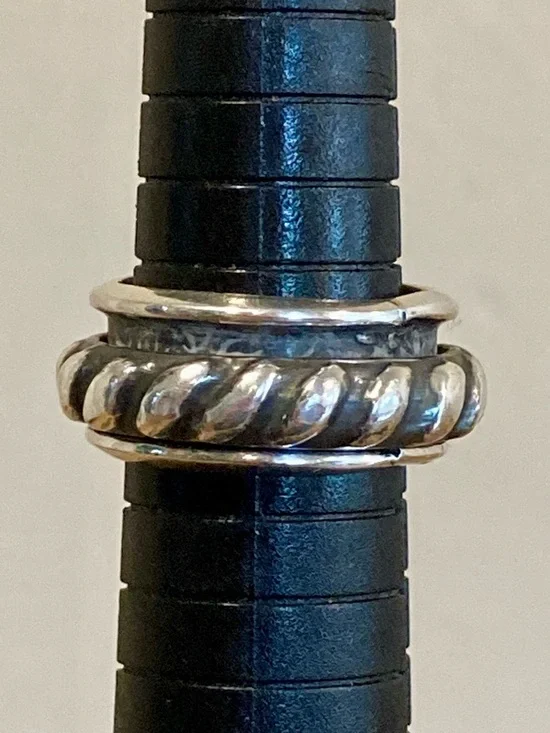 Sterling Silver 925 Mexico Rope Spinner Ring Size 7 - Picture 13 of 15